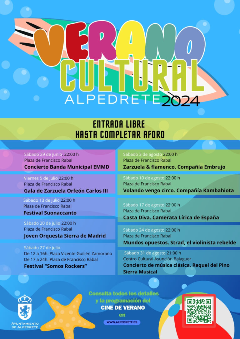 Disfruta del Verano Cultural 2024: Una Explosión de Artes y Cultura en la Web del Ayuntamiento de Alpedrete