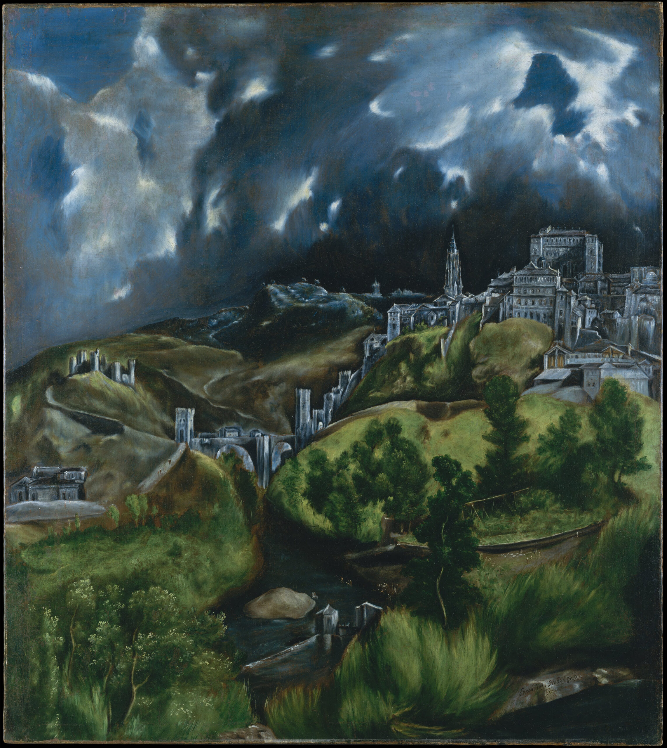 El Greco: Vista de Toledo. Se ve el artificio de Juanelo.