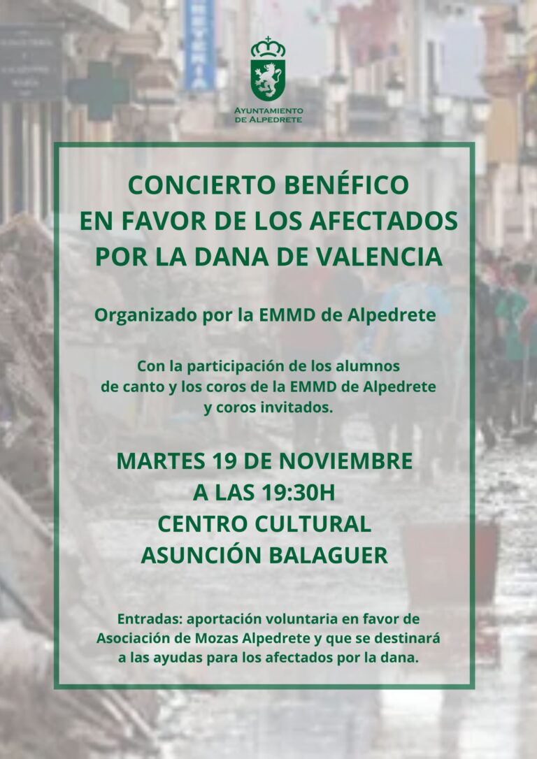 EMMD de Alpedrete organiza concierto benéfico para ayudar a los damnificados por la DANA