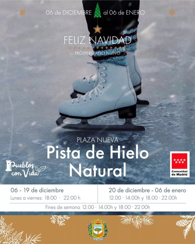 Disfruta de la pista de hielo natural en Cercedilla: diversión y magia en plena naturaleza durante el invierno. ¡No te lo pierdas!