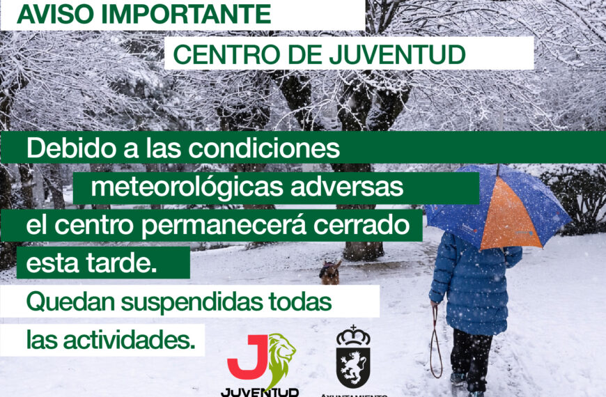 El Centro de Juventud permanecerá cerrado la tarde del 28 de enero por motivos especiales.