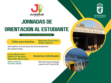 Jornadas de orientación al estudiante del 21 al 30 de enero en el Centro de Juventud de Alpedrete