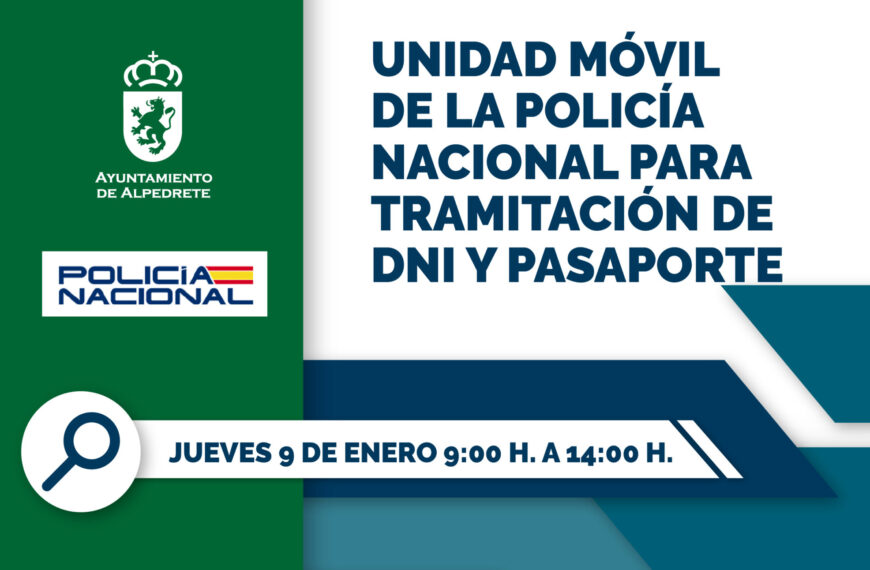 La unidad móvil de la Policía Nacional atenderá para DNI y pasaporte el 9 de enero