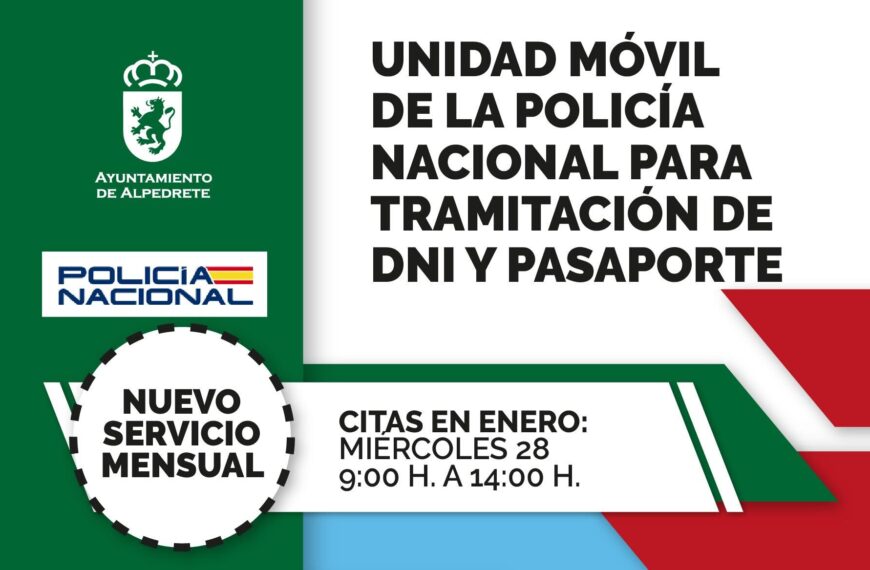 La unidad móvil de la Policía Nacional ofrecerá servicio mensual de DNI y pasaporte en Alpedrete