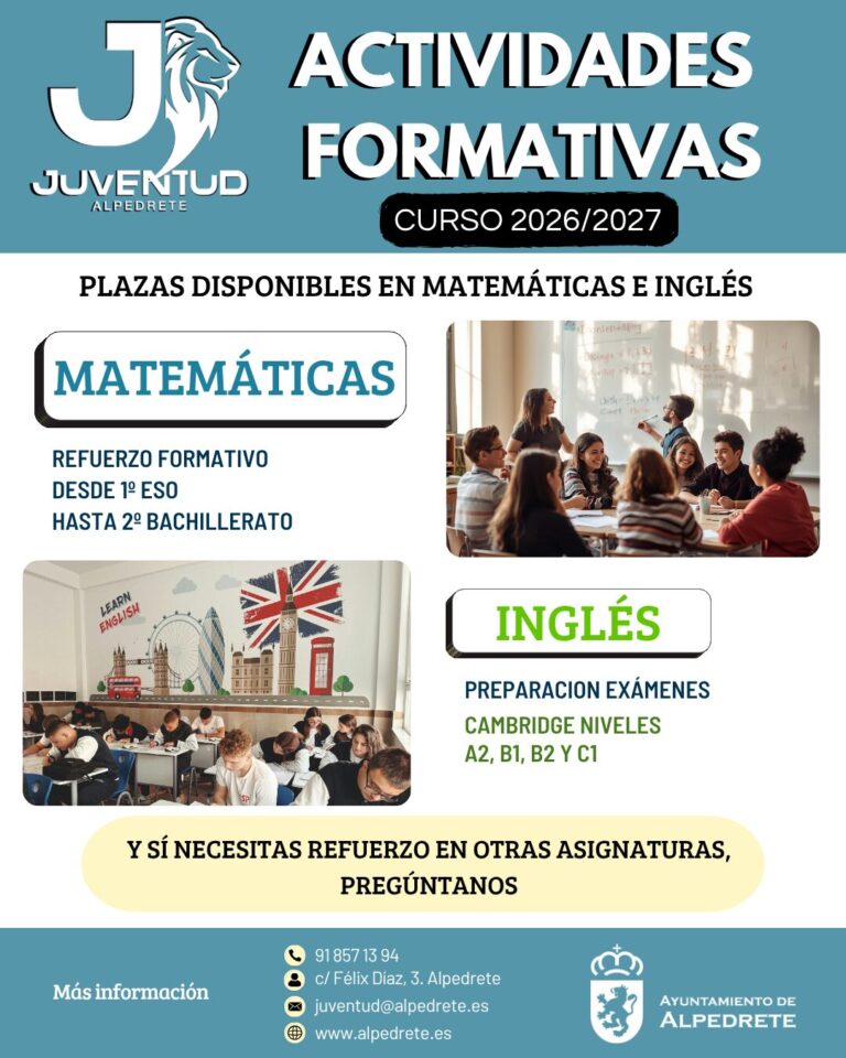 Abierto el plazo de inscripción para las actividades formativas del Centro de Juventud (curso 2026/2027)