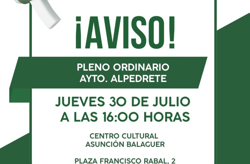 Pleno ordinario del 30 de julio de 2026: debate sobre nuevas políticas municipales y aprobación de presupuestos